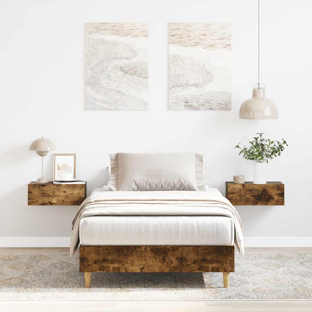 vidaXL Bed Frame No Mattress Smoked Oak 75x190 cm Small Single Engineered Wood 1