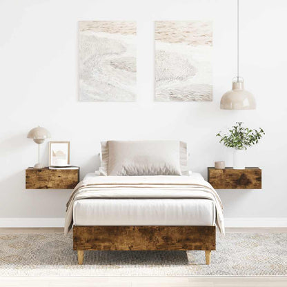 vidaXL Bed Frame No Mattress Smoked Oak 75x190 cm Small Single Engineered Wood 1