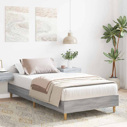 vidaXL Bed Frame No Mattress Grey Sonoma 75x190 cm Small Single Engineered Wood 3