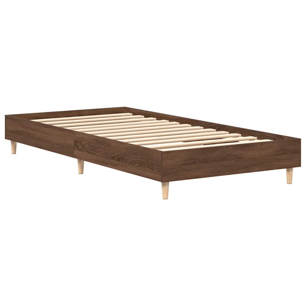 vidaXL Bed Frame No Mattress Brown Oak 75x190 cm Small Single Engineered Wood 4