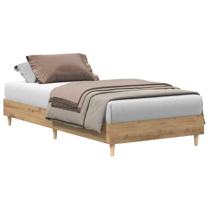 vidaXL Bed Frame No Mattress Artisan Oak 75x190 cm Small Single Engineered Wood 2