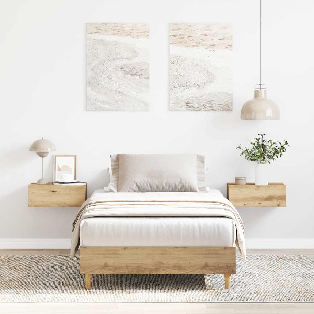 vidaXL Bed Frame No Mattress Artisan Oak 75x190 cm Small Single Engineered Wood 1