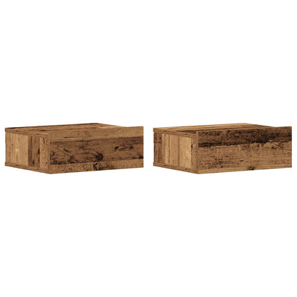 vidaXL Floating Nightstands 2 pcs Old Wood 40x32x15 cm Engineered Wood 2
