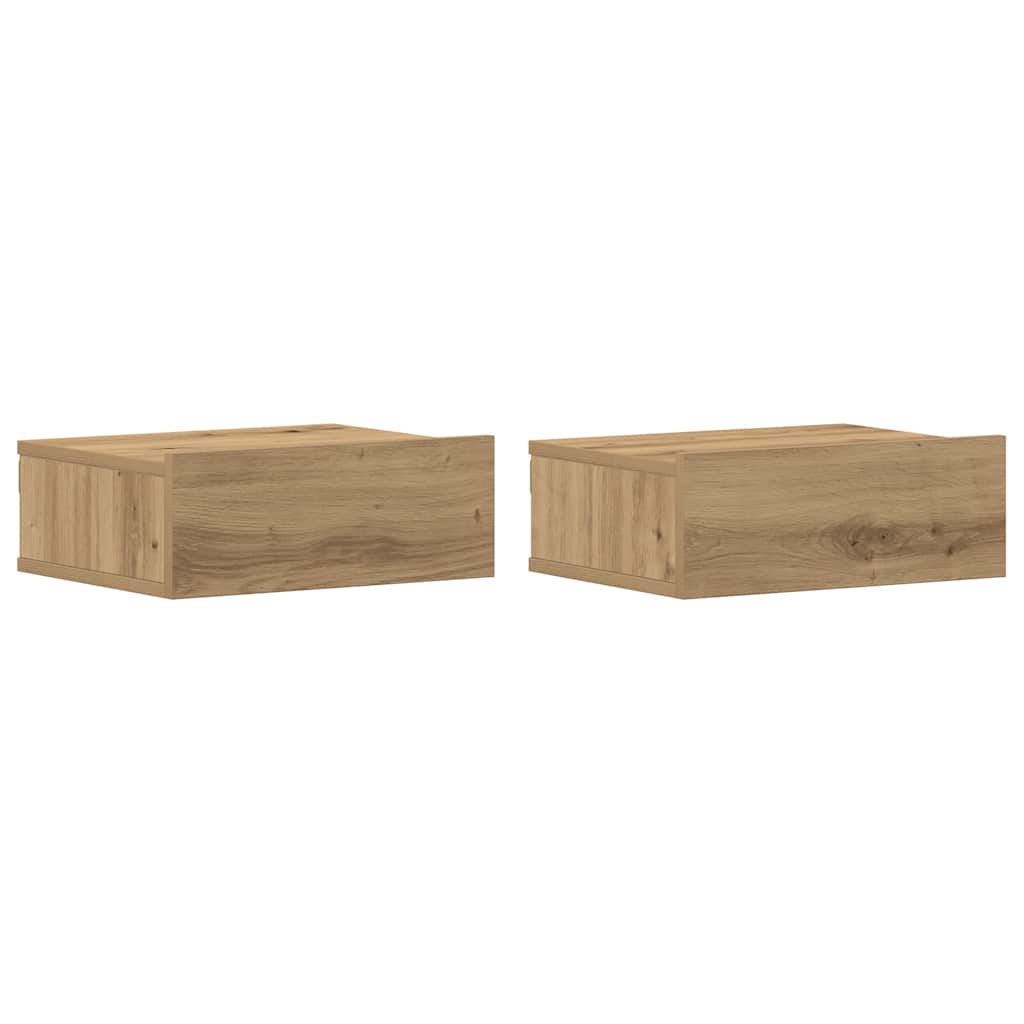 vidaXL Floating Nightstands 2 pcs Artisan Oak 40x32x15 cm Engineered Wood 2
