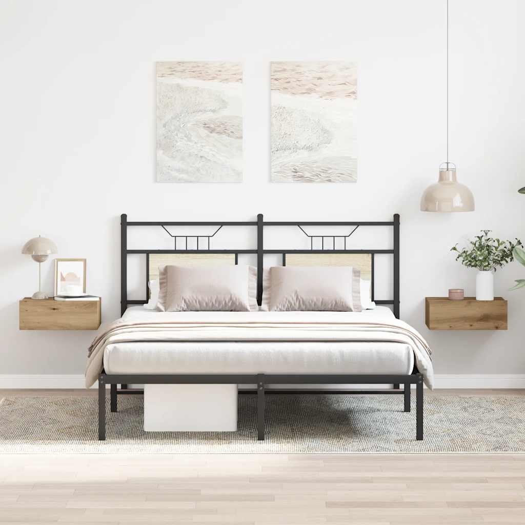 vidaXL Floating Nightstands 2 pcs Artisan Oak 40x32x15 cm Engineered Wood 3