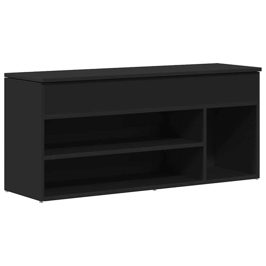 Shoe Bench 102x30,5x45 cm Engineered Wood Black