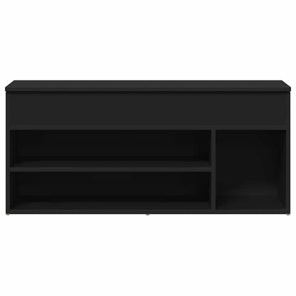 vidaXL Shoe Bench Black 102x30.5x45 cm Engineered Wood 4