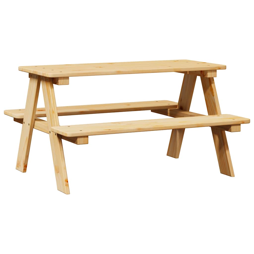 vidaXL Children's Table with Benches IRUN 90x79.5x50 cm Solid Wood 2