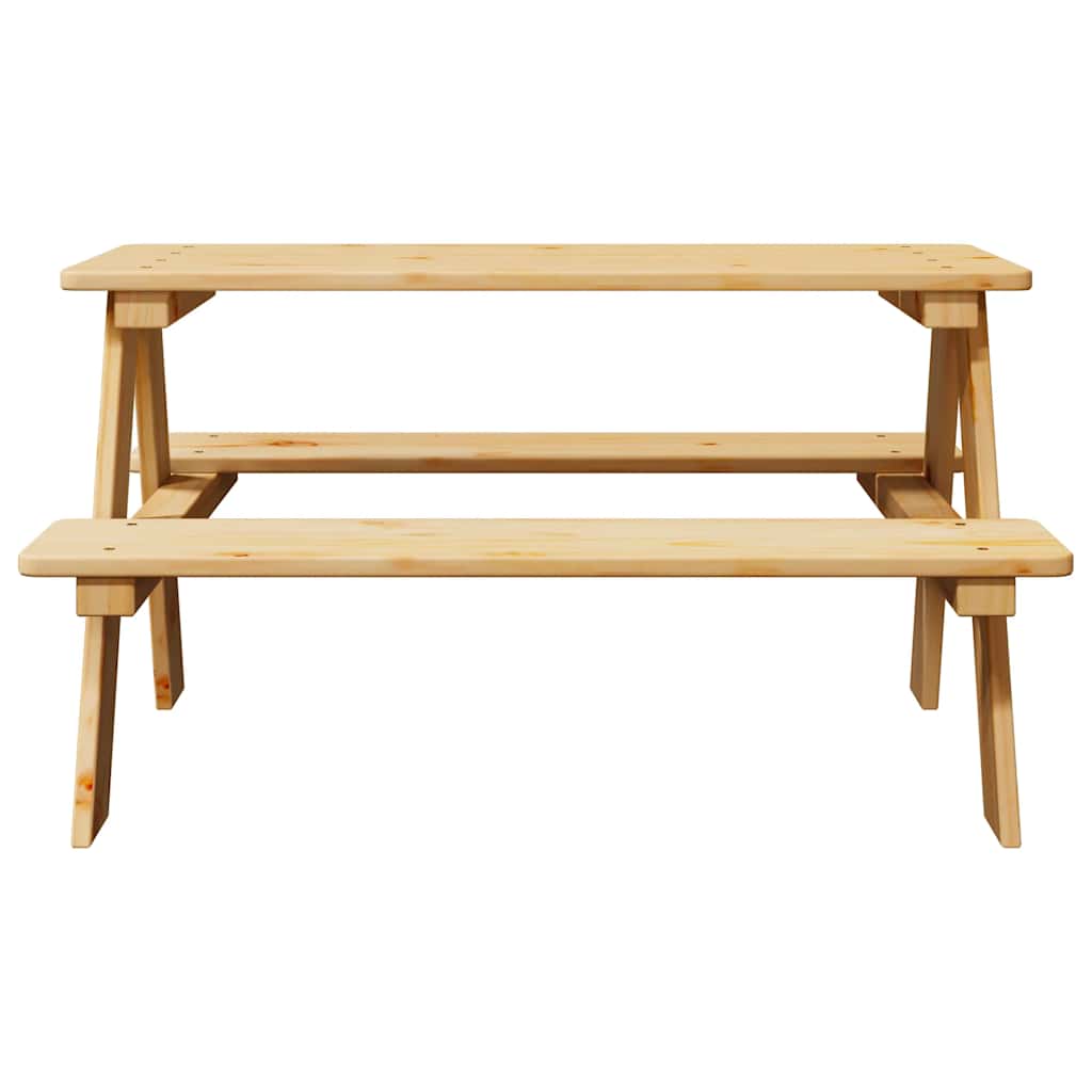 vidaXL Children's Table with Benches IRUN 90x79.5x50 cm Solid Wood 4
