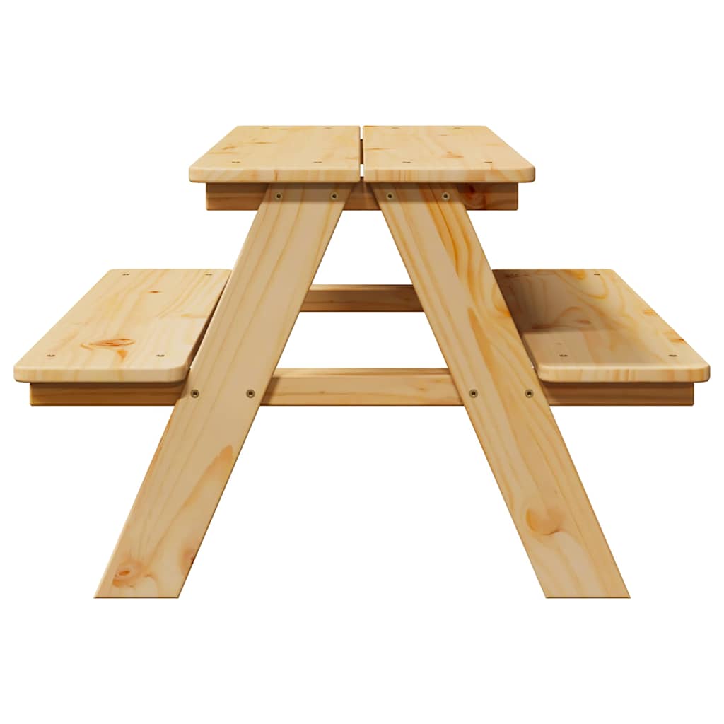 vidaXL Children's Table with Benches IRUN 90x79.5x50 cm Solid Wood 5