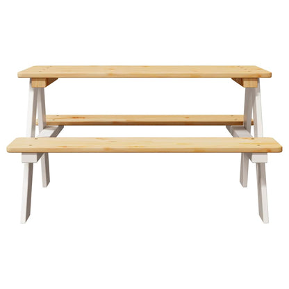 vidaXL Children's Table with Benches IRUN White 90x79.5x50cm Solid Wood 4