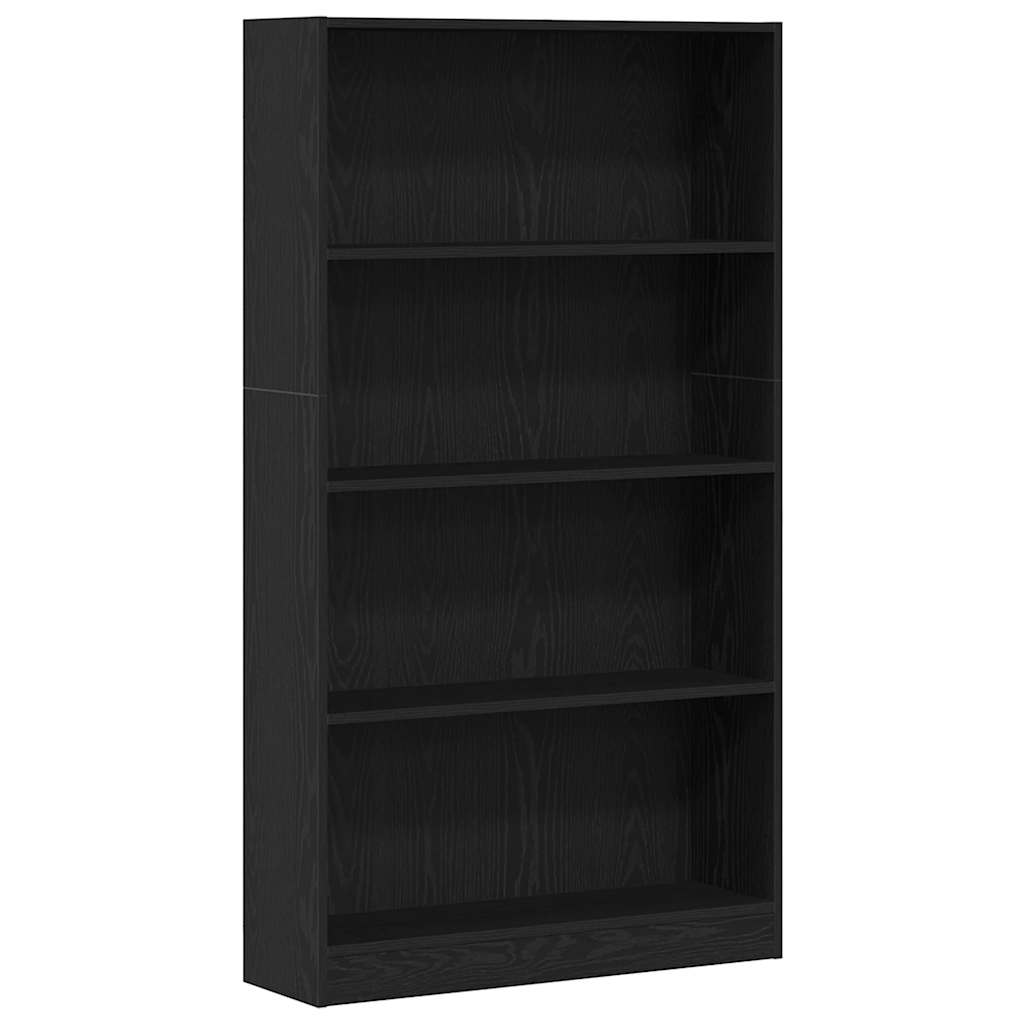 vidaXL 4-Tier Bookcase Black Oak 80x24x143 cm Engineered Wood 2