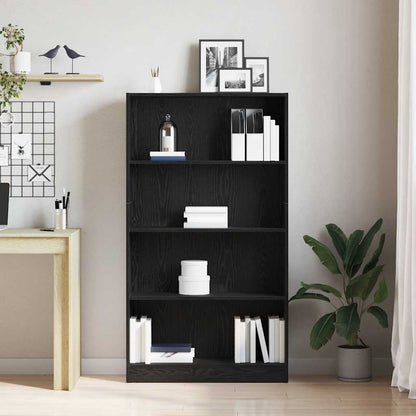 vidaXL 4-Tier Bookcase Black Oak 80x24x143 cm Engineered Wood 3