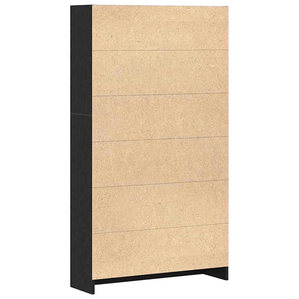 vidaXL 4-Tier Bookcase Black Oak 80x24x143 cm Engineered Wood 5