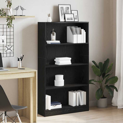 vidaXL 4-Tier Bookcase Black Oak 80x24x143 cm Engineered Wood 1