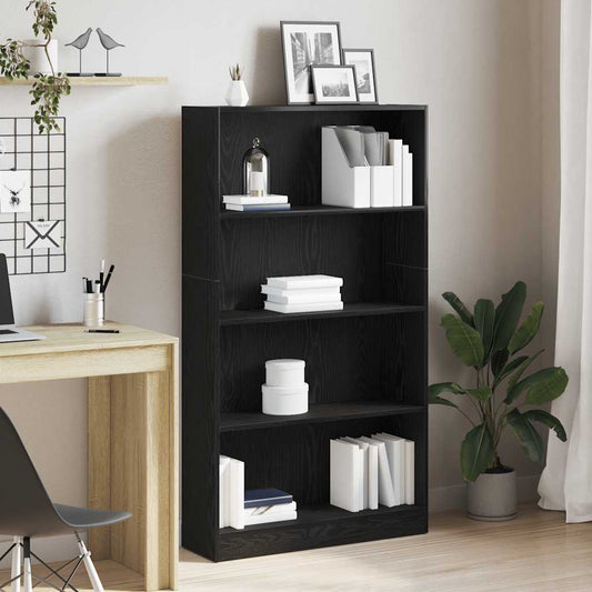 vidaXL 4-Tier Bookcase Black Oak 80x24x143 cm Engineered Wood 1