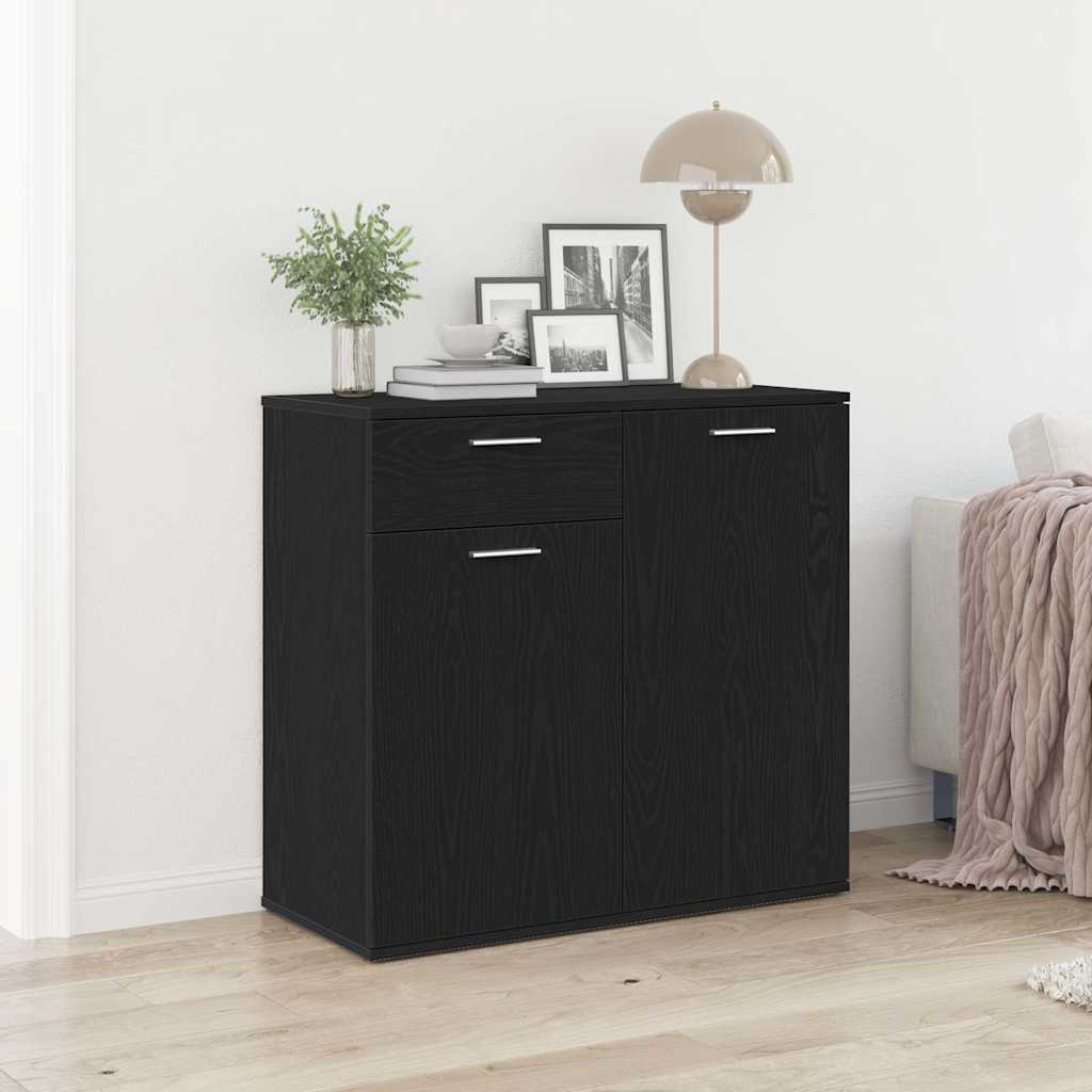 vidaXL Sideboard Black Oak 80x36x75 cm Engineered Wood 1