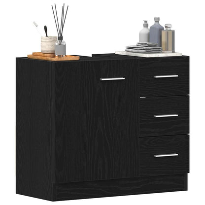 vidaXL Sink Cabinet Black Oak 63x30x54 cm Engineered Wood 4