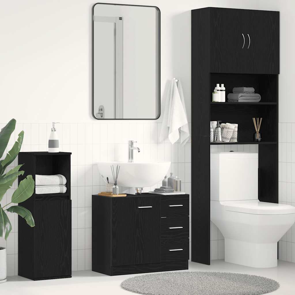 vidaXL Sink Cabinet Black Oak 63x30x54 cm Engineered Wood 1