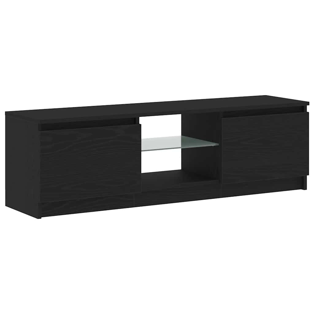vidaXL TV Cabinet with LED Lights Black Oak 120x30x36 cm Engineered Wood 3