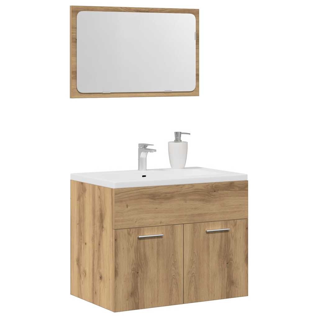 vidaXL 2 Piece Bathroom Furniture Set Artisan Oak Engineered Wood 4