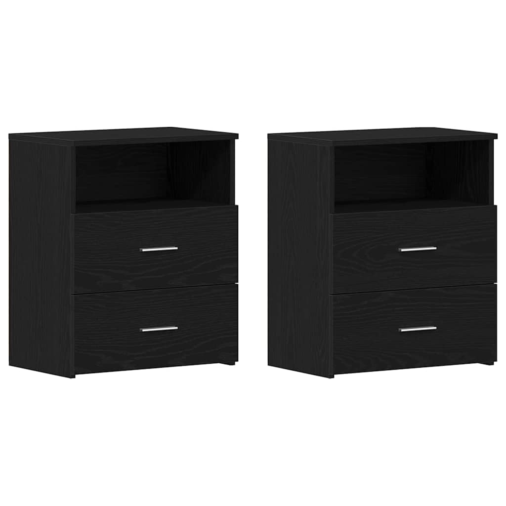 vidaXL Nightstand 2 pcs Black Oak 50 x 32 x 60cm Engineered Wood 6