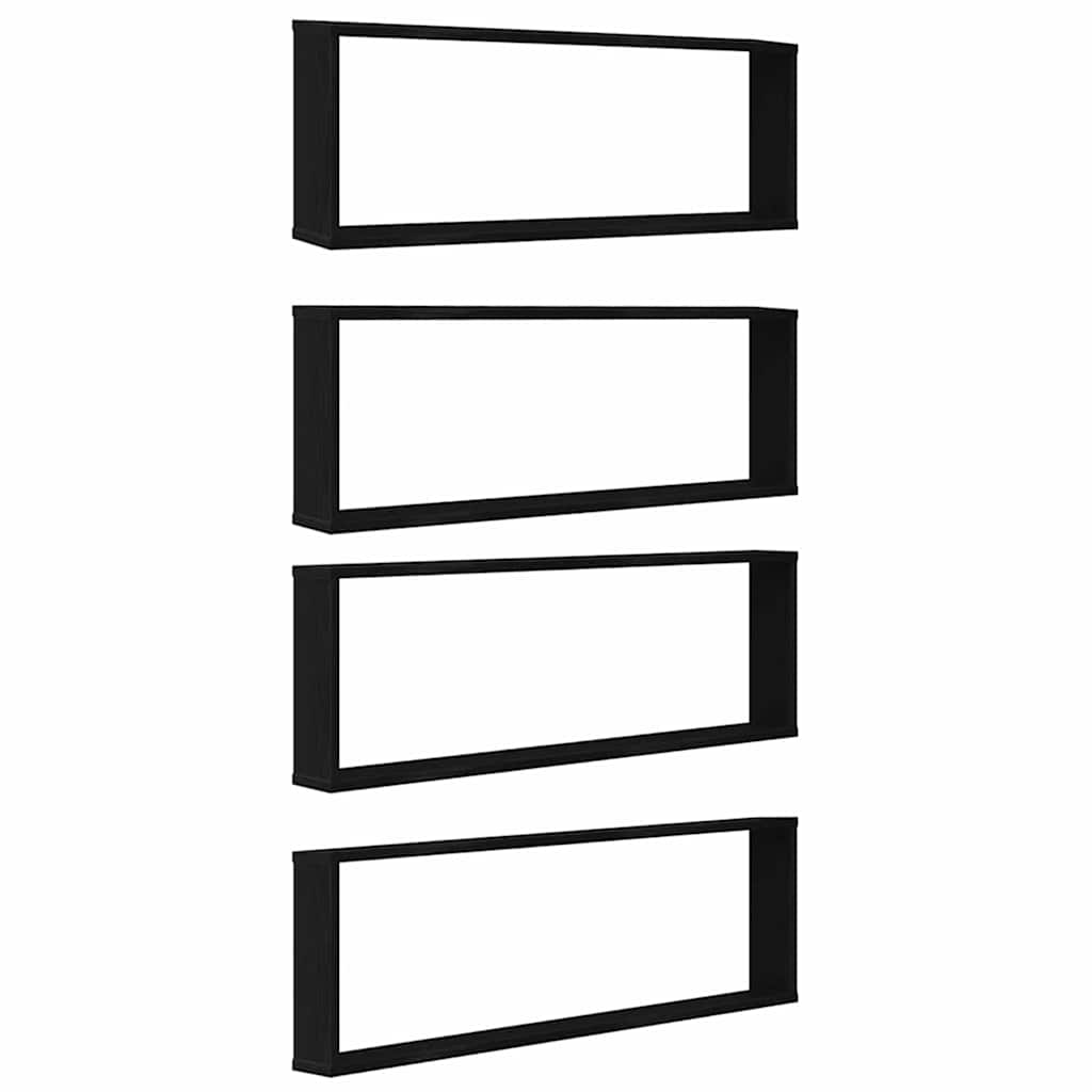 vidaXL Wall Cube Shelves 4 pcs Black Oak 100x15x30 cm Engineered Wood 2