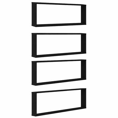 vidaXL Wall Cube Shelves 4 pcs Black Oak 100x15x30 cm Engineered Wood 2