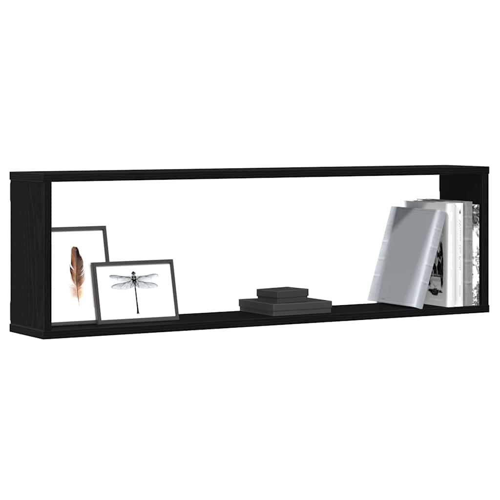 vidaXL Wall Cube Shelves 4 pcs Black Oak 100x15x30 cm Engineered Wood 4