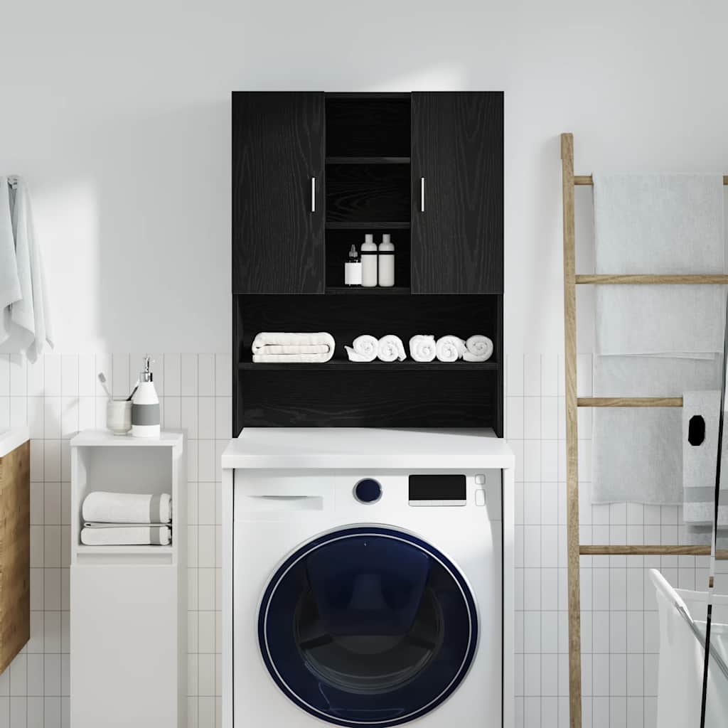 vidaXL Washing Machine Cabinet Black Oak 70.5x25.5x90 cm 3
