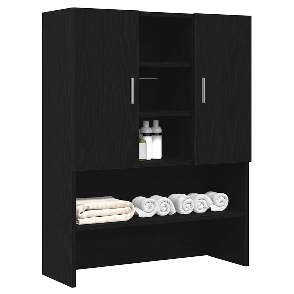 vidaXL Washing Machine Cabinet Black Oak 70.5x25.5x90 cm 4
