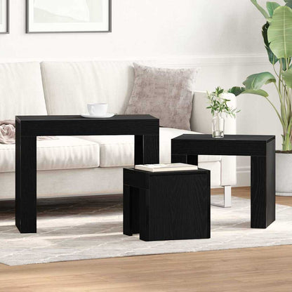 vidaXL Nesting Tables 3 pcs Black Oak 61 x 30 x 50 cm Engineered Wood 1