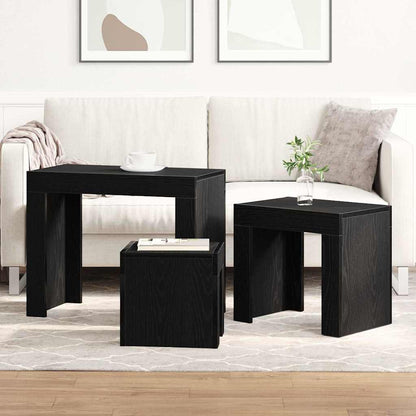 vidaXL Nesting Tables 3 pcs Black Oak 61 x 30 x 50 cm Engineered Wood 4