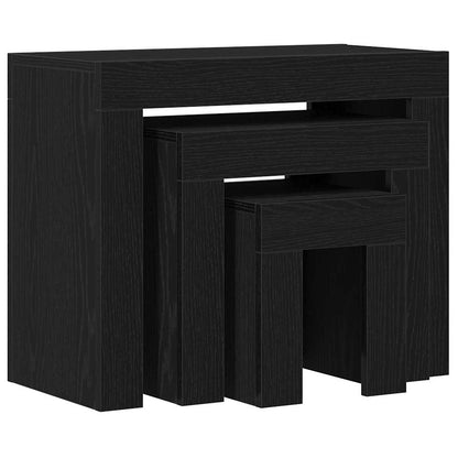 vidaXL Nesting Tables 3 pcs Black Oak 61 x 30 x 50 cm Engineered Wood 5