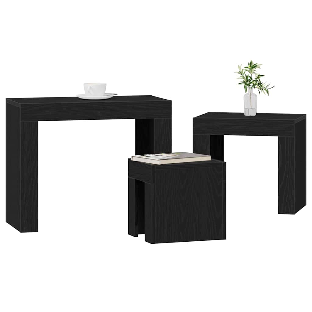 vidaXL Nesting Tables 3 pcs Black Oak 61 x 30 x 50 cm Engineered Wood 3