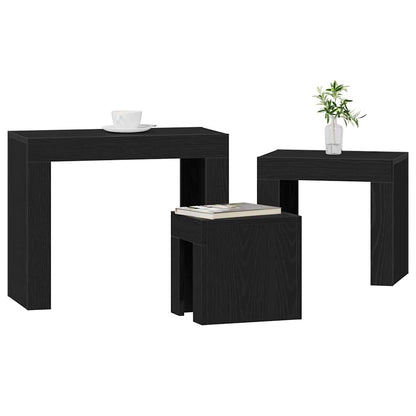 vidaXL Nesting Tables 3 pcs Black Oak 61 x 30 x 50 cm Engineered Wood 3