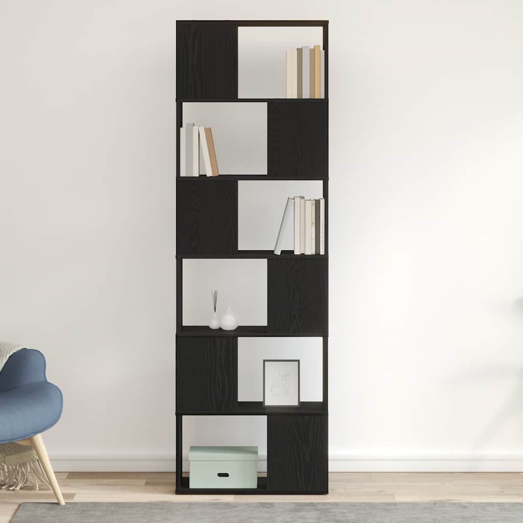 vidaXL Book Cabinet/Room Divider Black Oak 60x24x186 cm 3