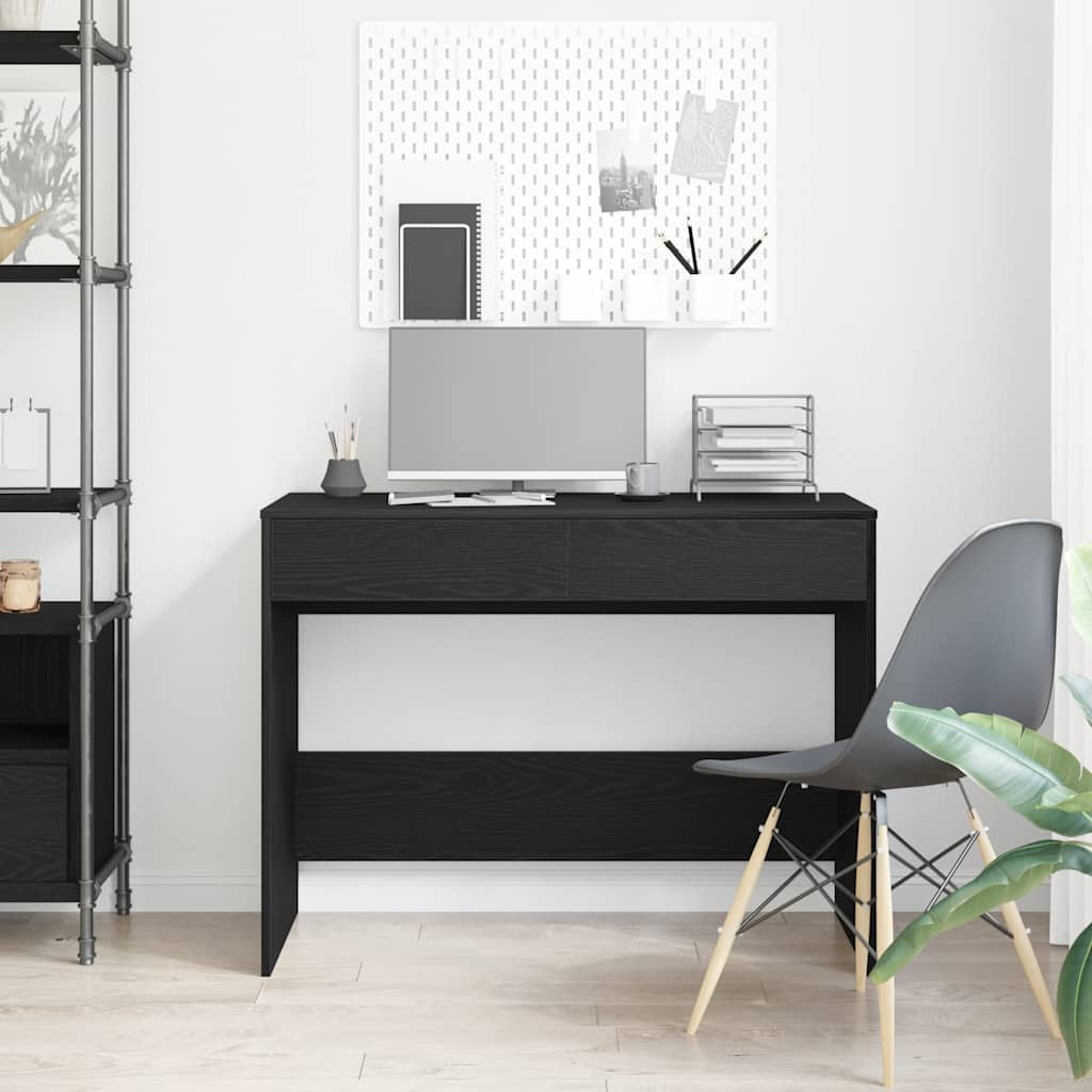 vidaXL Desk Black Oak 101x50x76.5 cm Engineered Wood 3