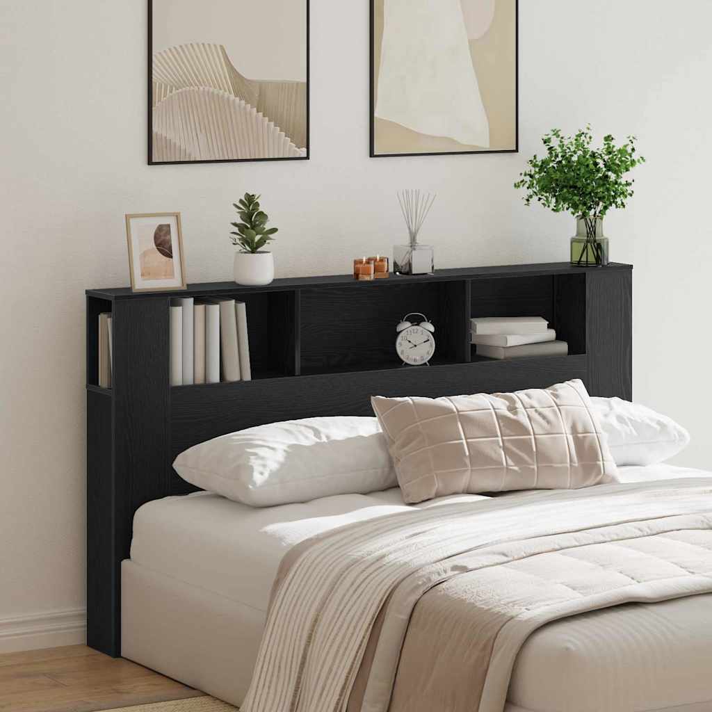 vidaXL Headboard Cabinet Black Oak Engineered Wood 1