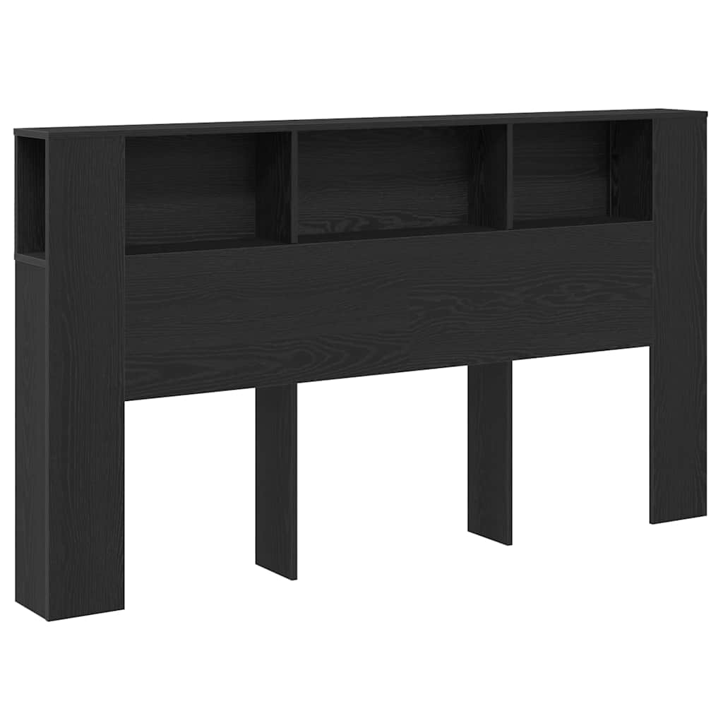 vidaXL Headboard Cabinet Black Oak Engineered Wood 2