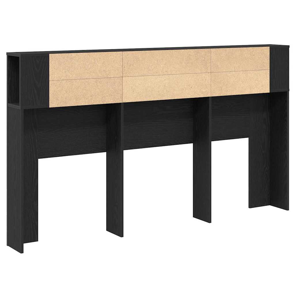vidaXL Headboard Cabinet Black Oak Engineered Wood 5
