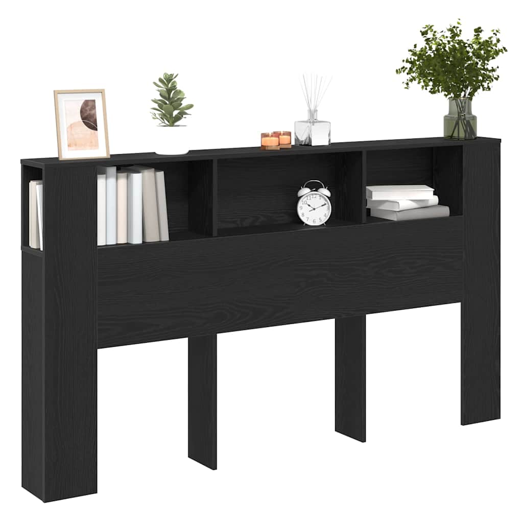 vidaXL Headboard Cabinet Black Oak Engineered Wood 3