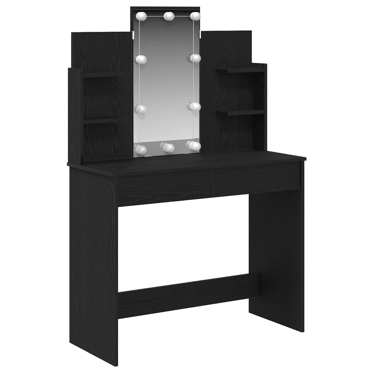 Dressing Table with LED Lights 96x40x142 cm Black oak