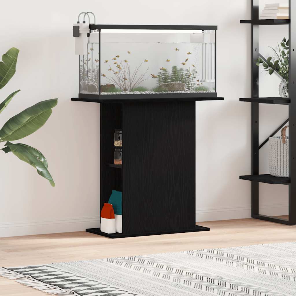 vidaXL Aquarium Stand Black Oak 75x36x72.5 cm Engineered Wood 1
