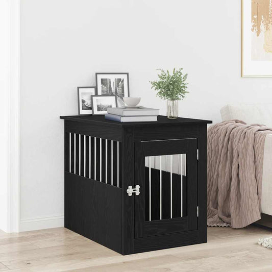 vidaXL Dog Crate Furniture Black Oak 55x75x65 cm Engineered Wood 1