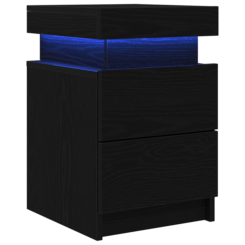 vidaXL Bedside Cabinet Black Oak 35 x 39 x 55 cm Engineered wood 2