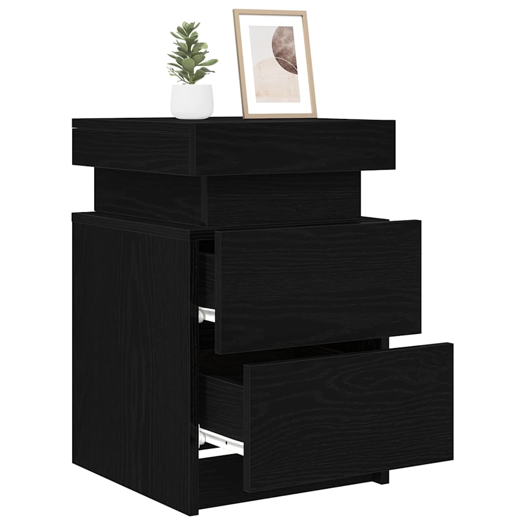 vidaXL Bedside Cabinet Black Oak 35 x 39 x 55 cm Engineered wood 3