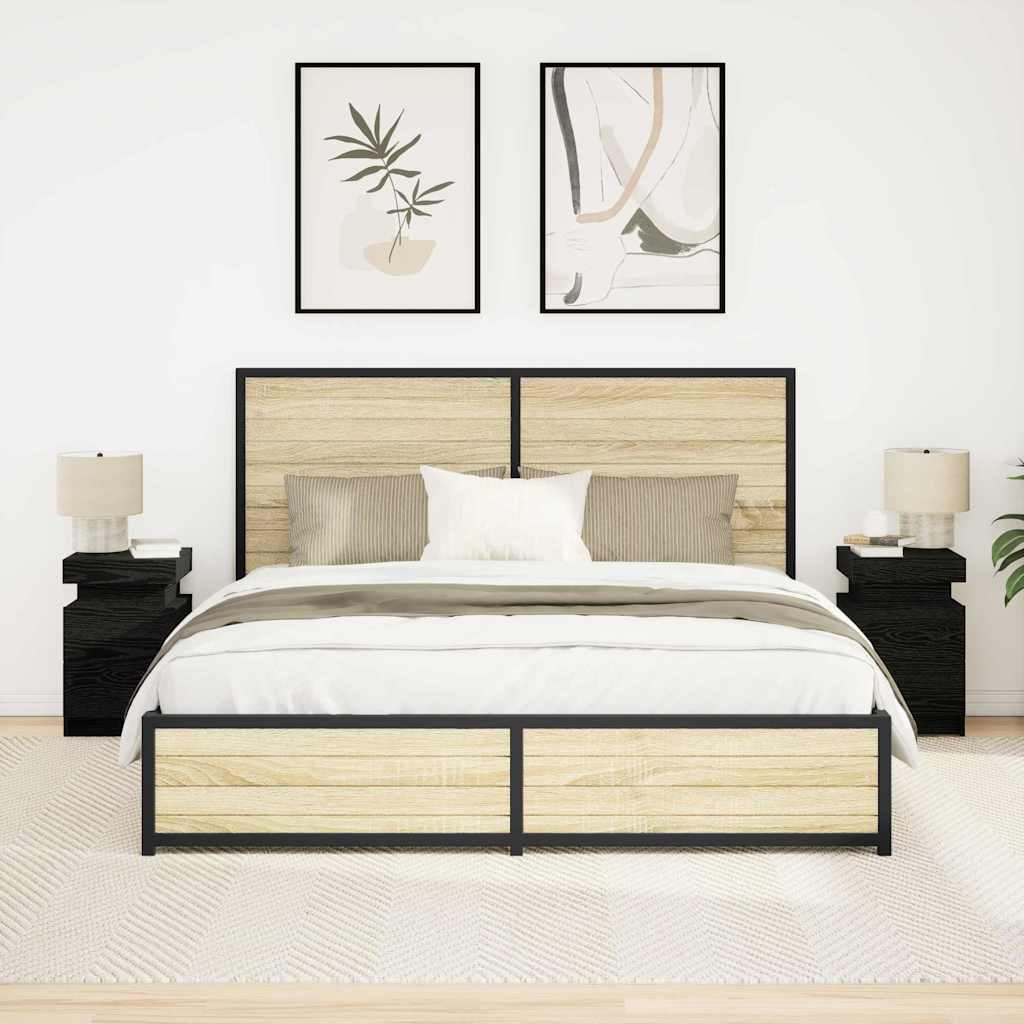vidaXL Bedside Cabinet with LED Lights 35x39x55 cm