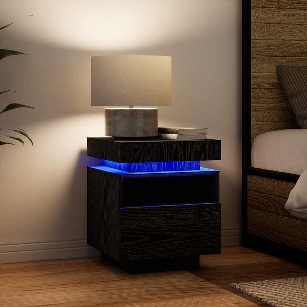 vidaXL Bedside Cabinet 2 pcs Black Oak 40 x 39 x 48.5 cm 5