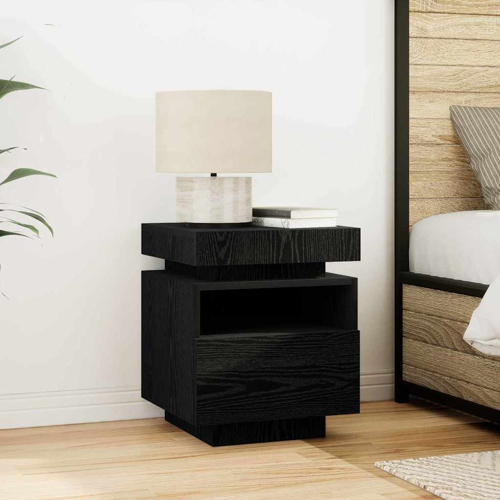 vidaXL Bedside Cabinet 2 pcs Black Oak 40 x 39 x 48.5 cm 4